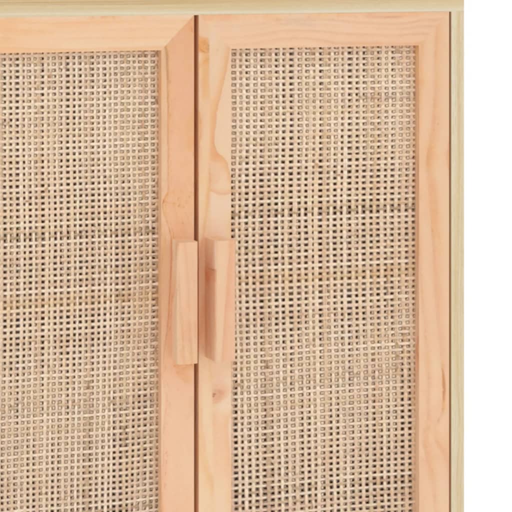 Buffet Marron 60x30x70 cm Bois de pin massif et rotin naturel - XIOS