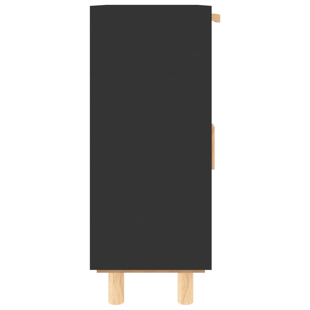Buffet Noir 60x30x75 cm Bois de pin massif et rotin naturel - XIOS