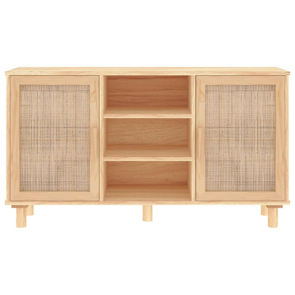 Buffet Marron 105x30x60 cm Bois de pin massif et rotin naturel - XIOS