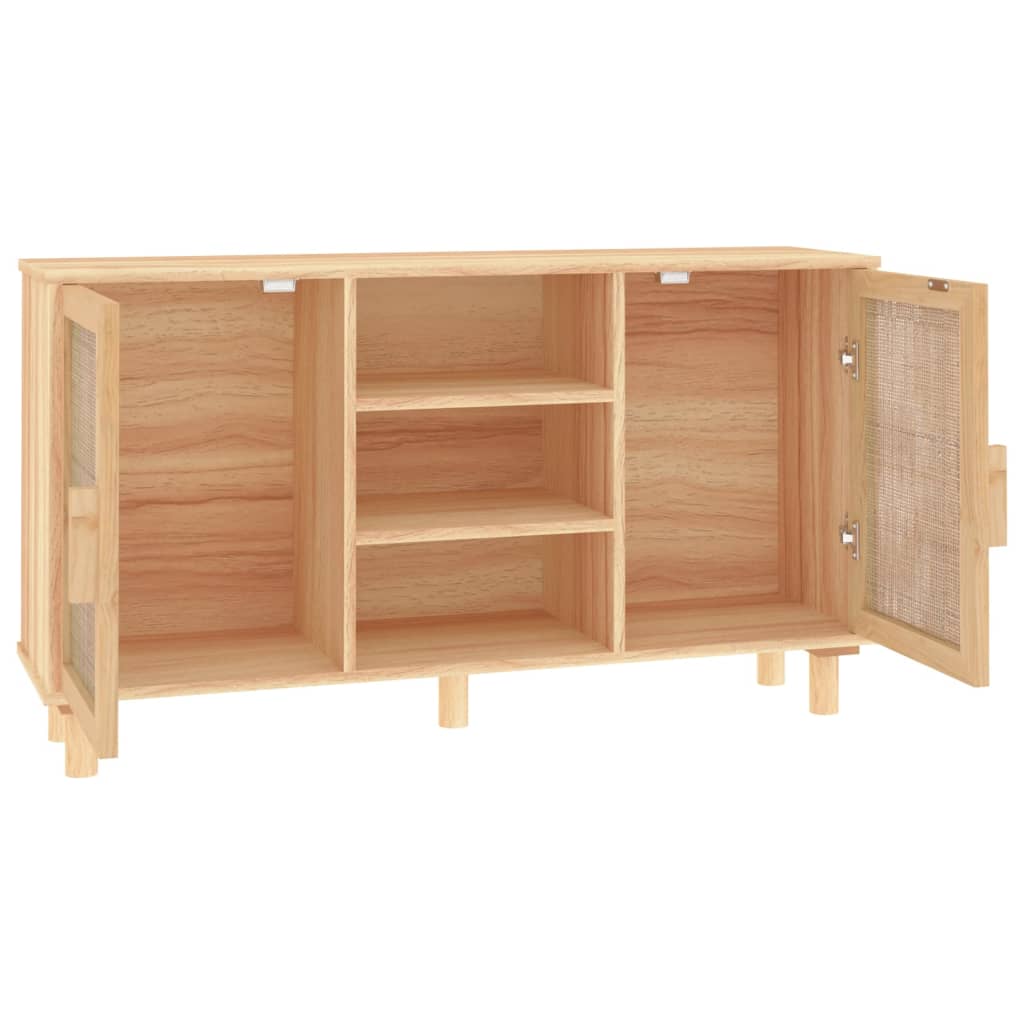 Buffet Marron 105x30x60 cm Bois de pin massif et rotin naturel - XIOS