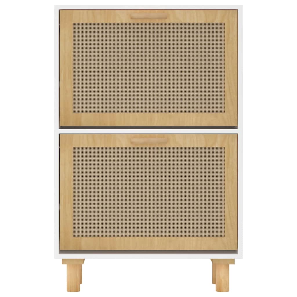 Armoire à chaussures Blanc 52x25x80 cm Bois d'ingénierie/rotin - XIOS