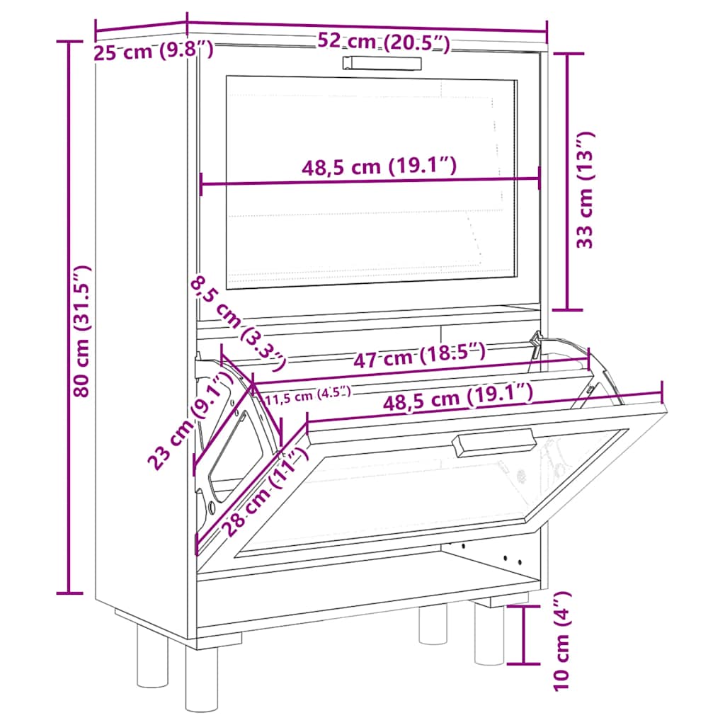 Armoire à chaussures Blanc 52x25x80 cm Bois d'ingénierie/rotin - XIOS