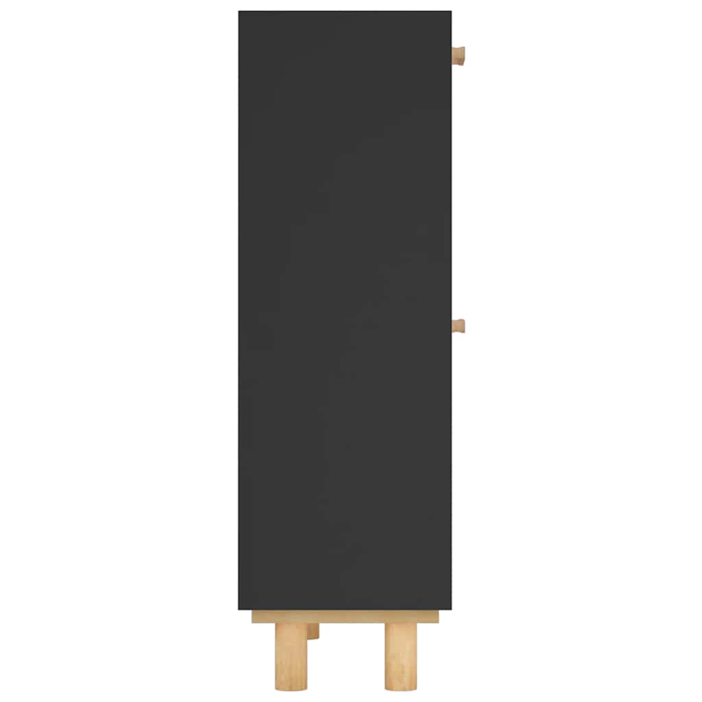 Armoire à chaussures Noir 52x25x80 cm Bois d'ingénierie/rotin - XIOS