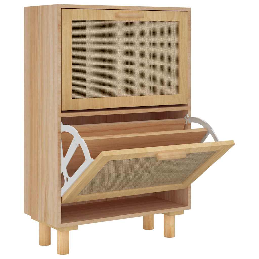 Armoire à chaussures Marron 52x25x80 cm Bois d'ingénierie/rotin - XIOS