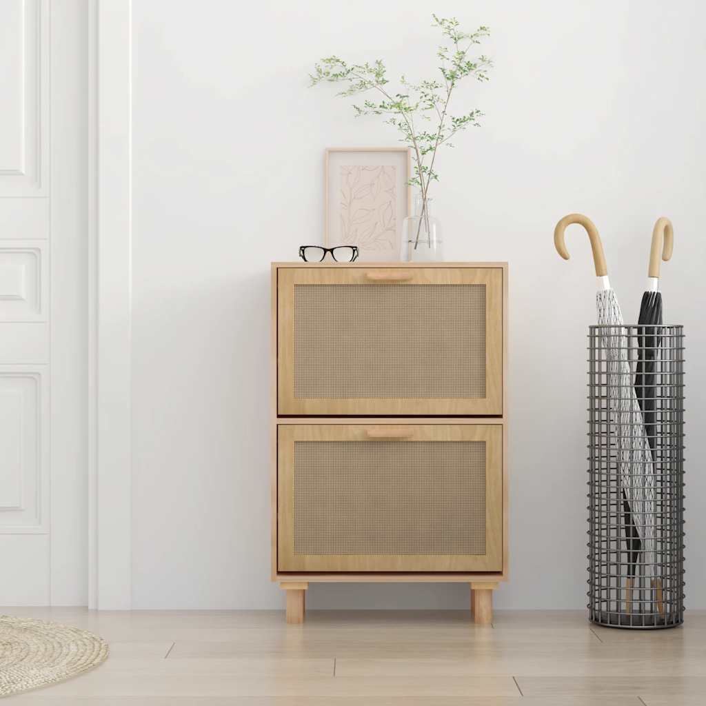 Armoire à chaussures Marron 52x25x80 cm Bois d'ingénierie/rotin - XIOS