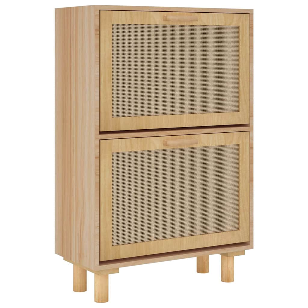 Armoire à chaussures Marron 52x25x80 cm Bois d'ingénierie/rotin - XIOS