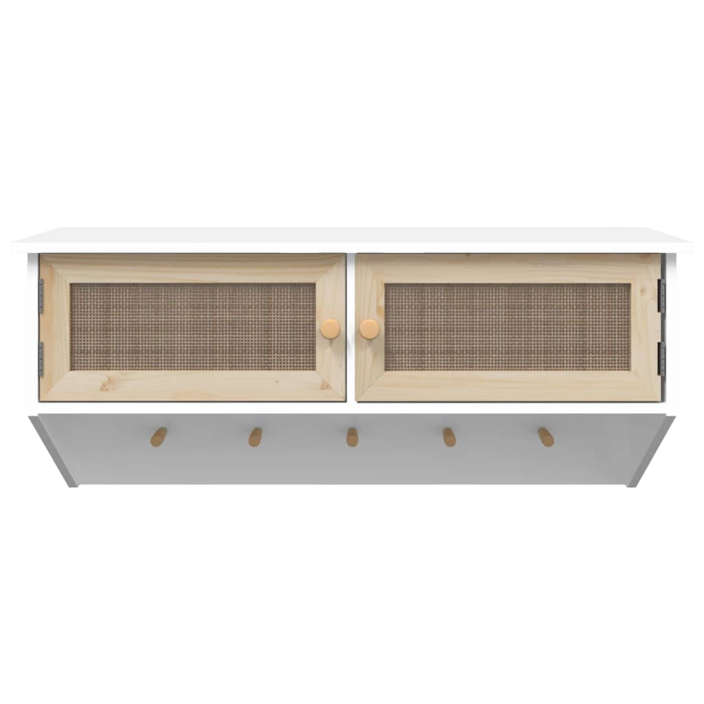 Porte-manteau mural Blanc Bois d'ingénierie et rotin naturel Étagères murales & corniches vidaXL