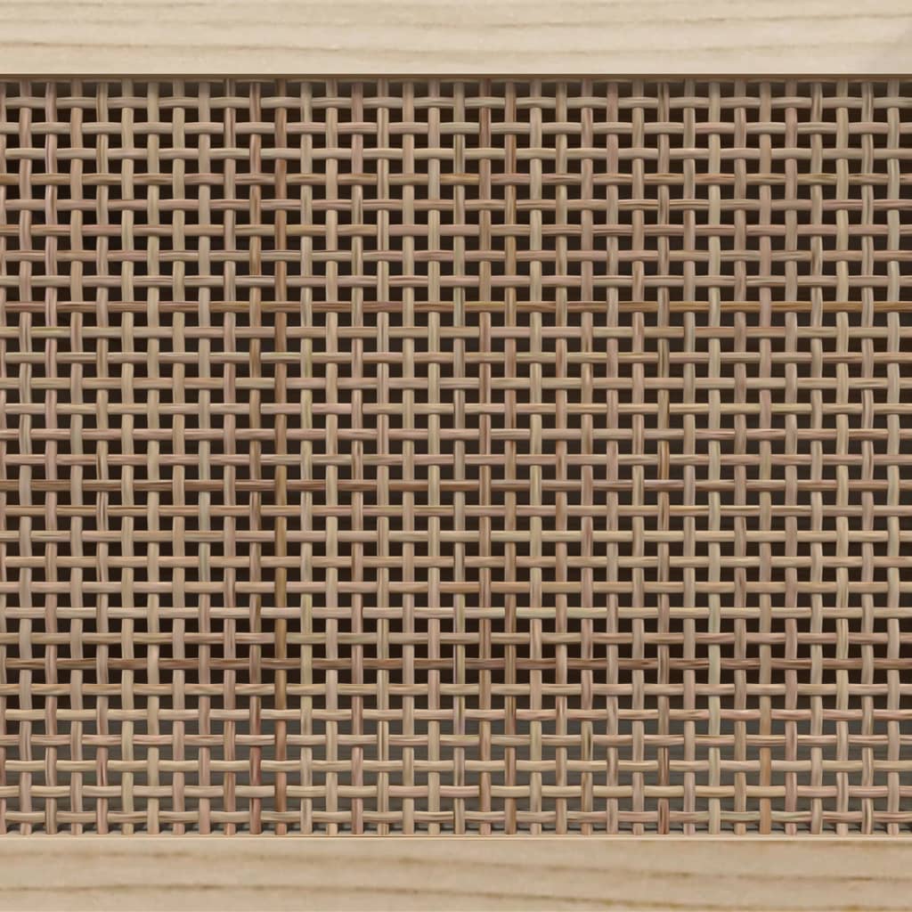 Porte-manteau mural Blanc Bois d'ingénierie et rotin naturel Étagères murales & corniches vidaXL
