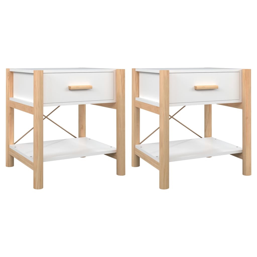 Tables de chevet 2 pcs Blanc 42x38x45 cm Bois d’ingénierie - XIOS