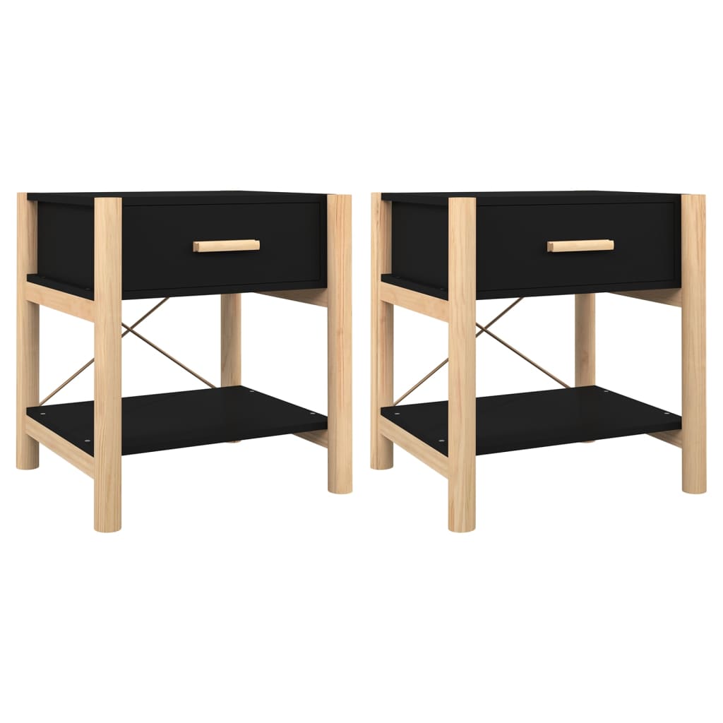 Tables de chevet 2 pcs Noir 42x38x45 cm Bois d’ingénierie - XIOS