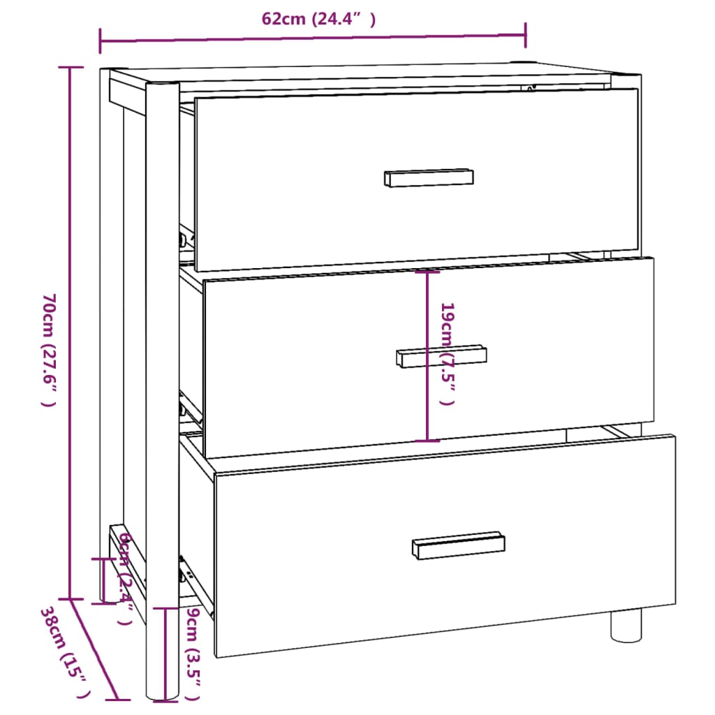Buffet Blanc 62x38x70 cm Bois d'ingénierie - XIOS