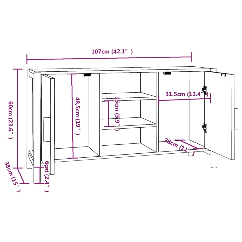 Buffet Blanc 107x38x60 cm Bois d'ingénierie - XIOS