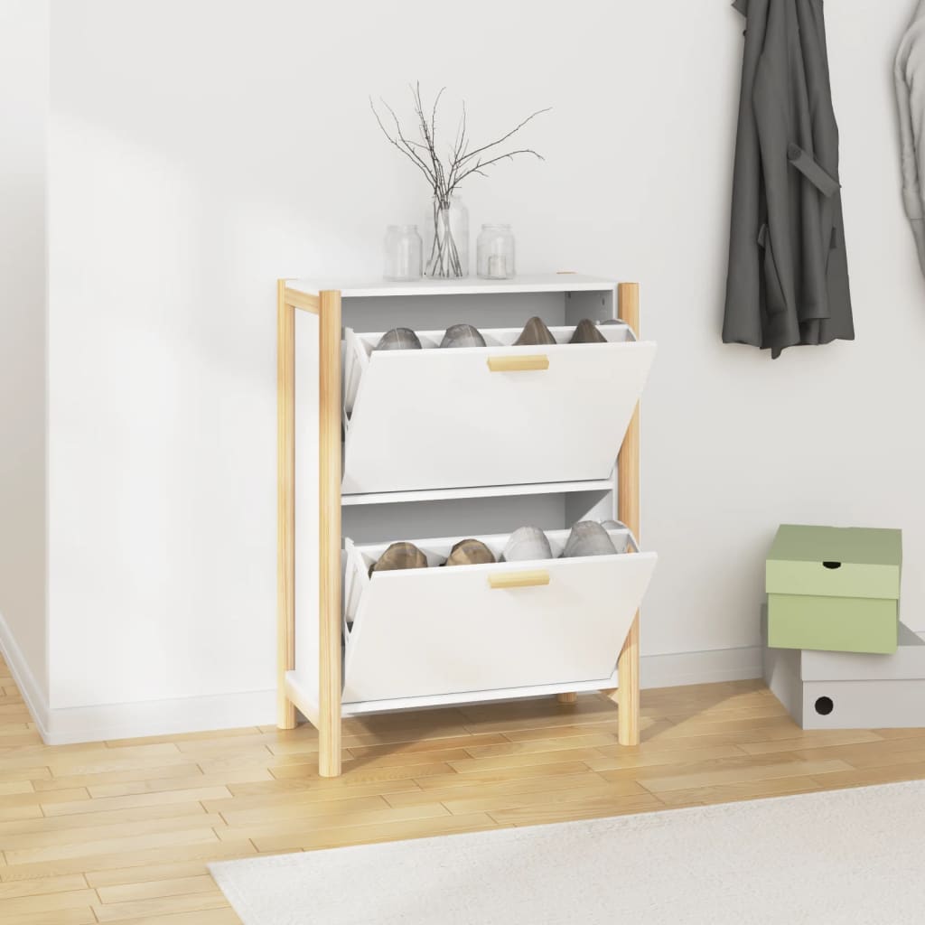 Armoire à chaussures Blanc 57,5x33x80 cm Bois d'ingénierie - XIOS