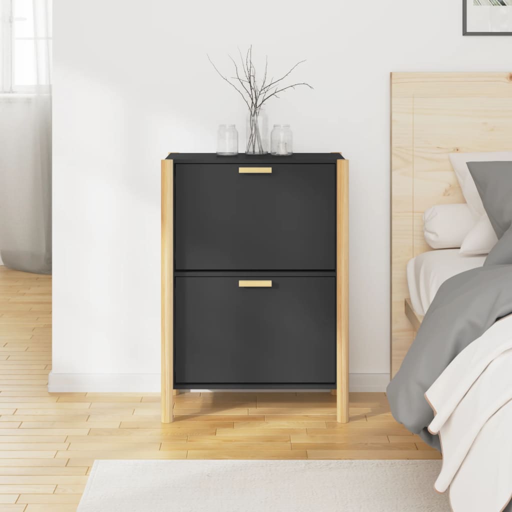 Armoire à chaussures Noir 57,5x33x80 cm Bois d'ingénierie - XIOS