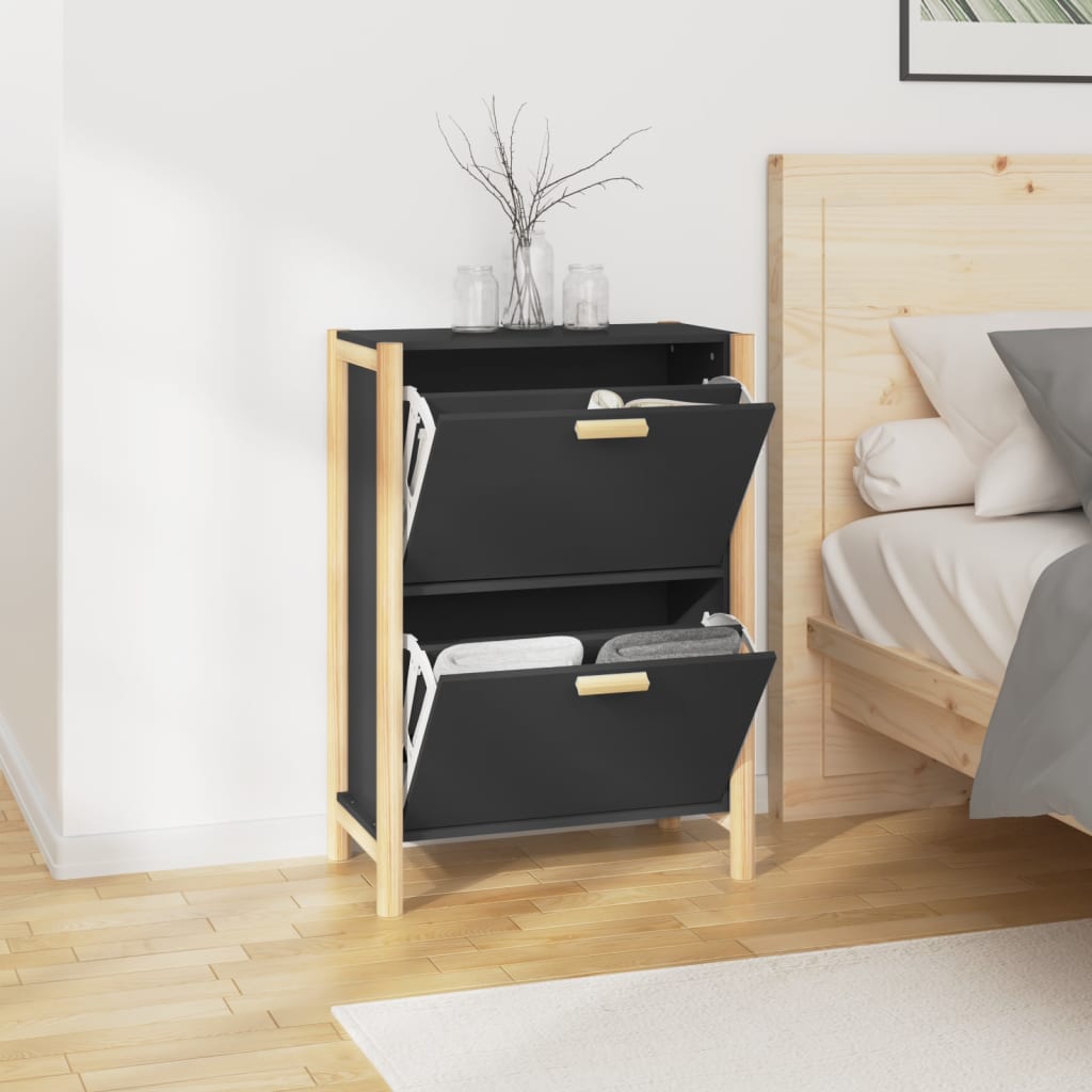 Armoire à chaussures Noir 57,5x33x80 cm Bois d'ingénierie - XIOS