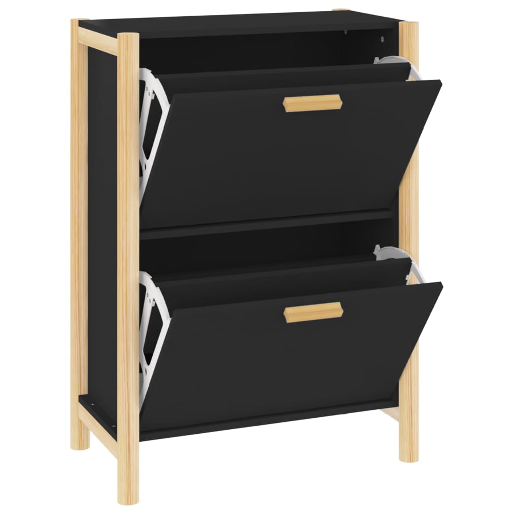 Armoire à chaussures Noir 57,5x33x80 cm Bois d'ingénierie - XIOS