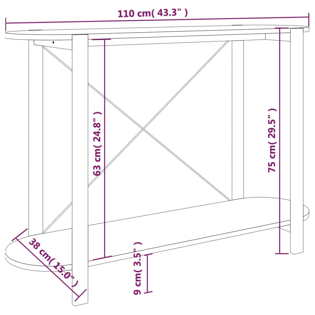 Table console Blanc 110x38x75 cm Bois d'ingénierie - XIOS