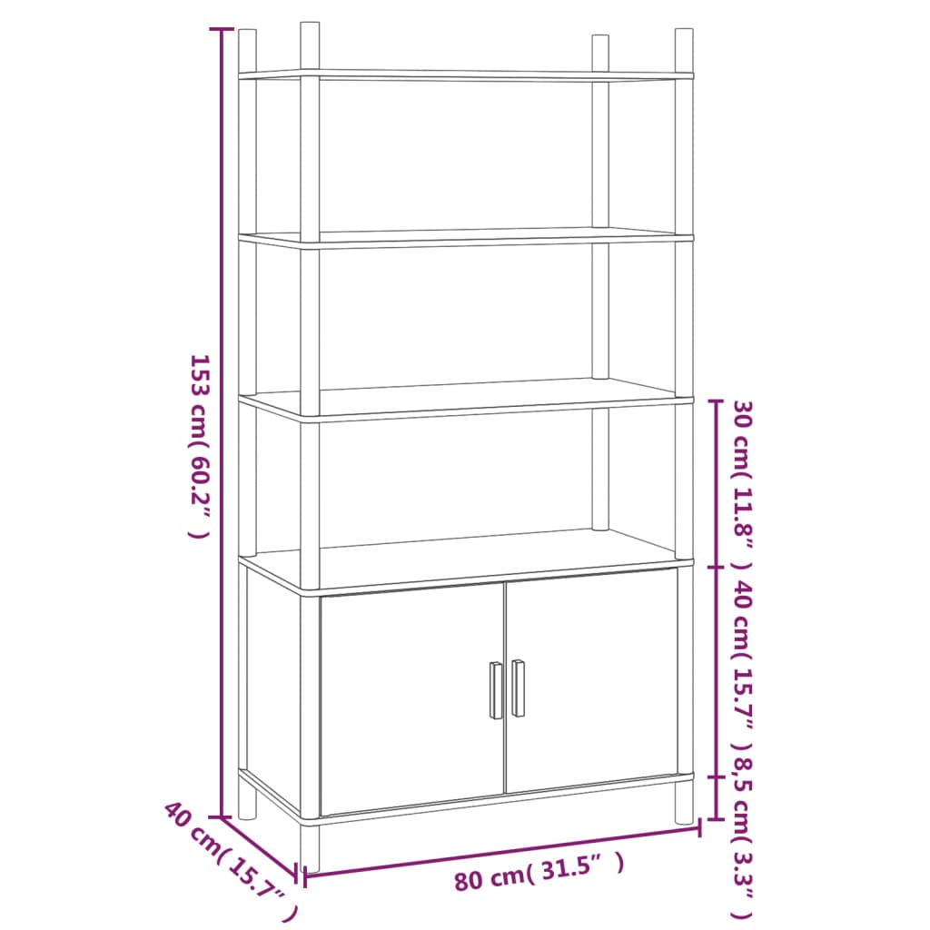 Buffet haut Noir 80x40x153 cm Bois d'ingénierie - XIOS