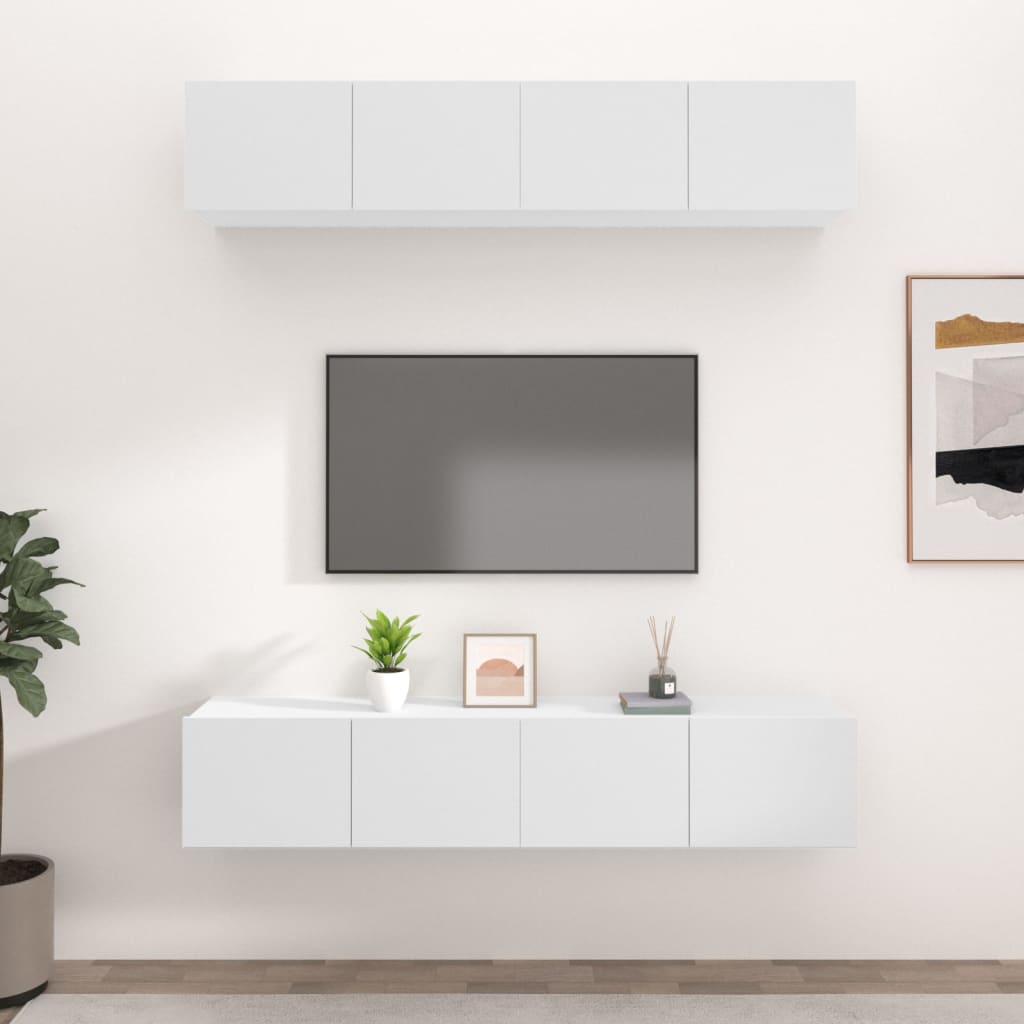 Meubles TV 4 pcs blanc 80x30x30 cm bois d'ingénierie - XIOS