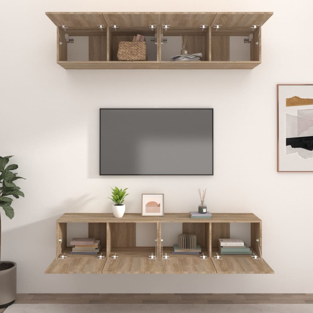 Meubles TV 4 pcs chêne sonoma 80x30x30 cm bois d'ingénierie - XIOS