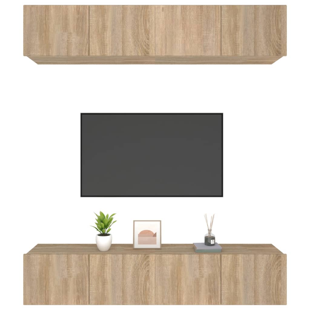 Meubles TV 4 pcs chêne sonoma 80x30x30 cm bois d'ingénierie - XIOS