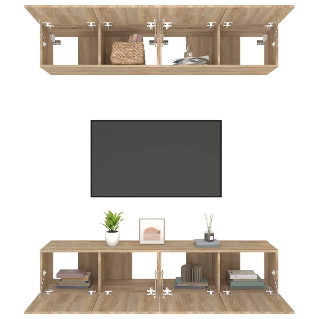 Meubles TV 4 pcs chêne sonoma 80x30x30 cm bois d'ingénierie - XIOS