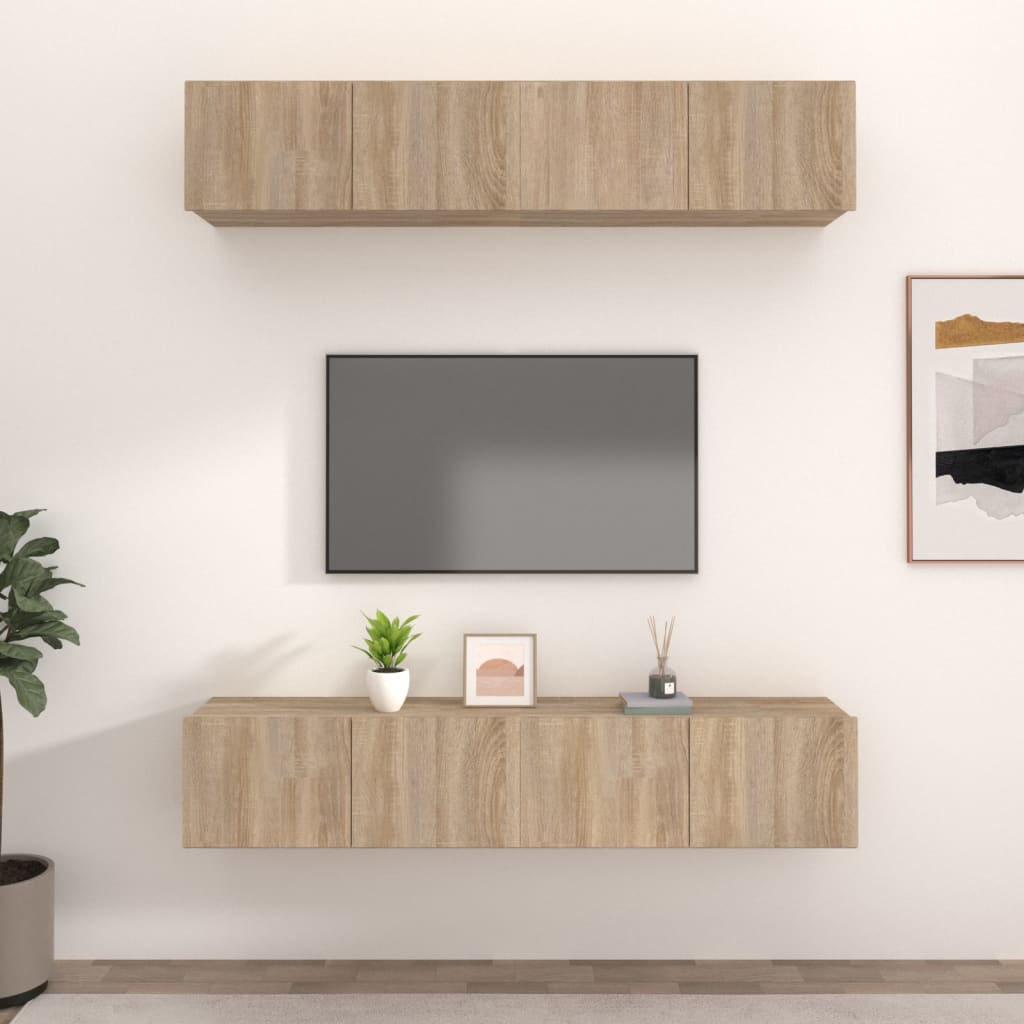Meubles TV 4 pcs chêne sonoma 80x30x30 cm bois d'ingénierie - XIOS