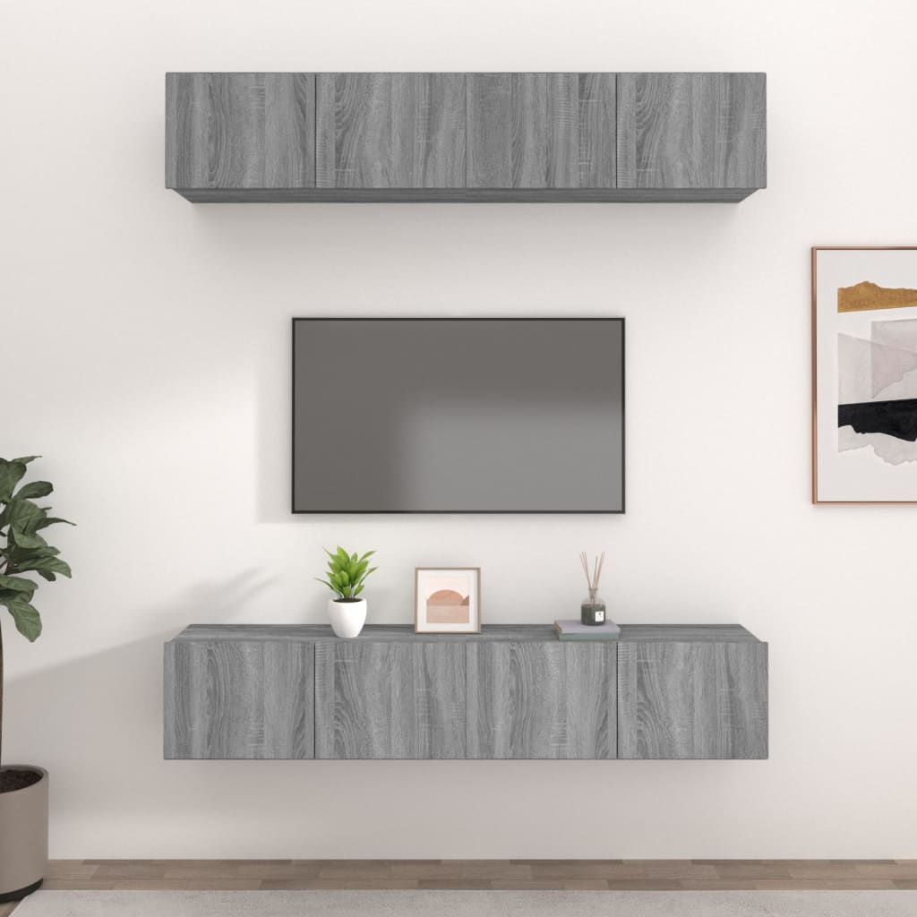 Meubles TV 4 pcs sonoma gris 80x30x30 cm bois d'ingénierie - XIOS