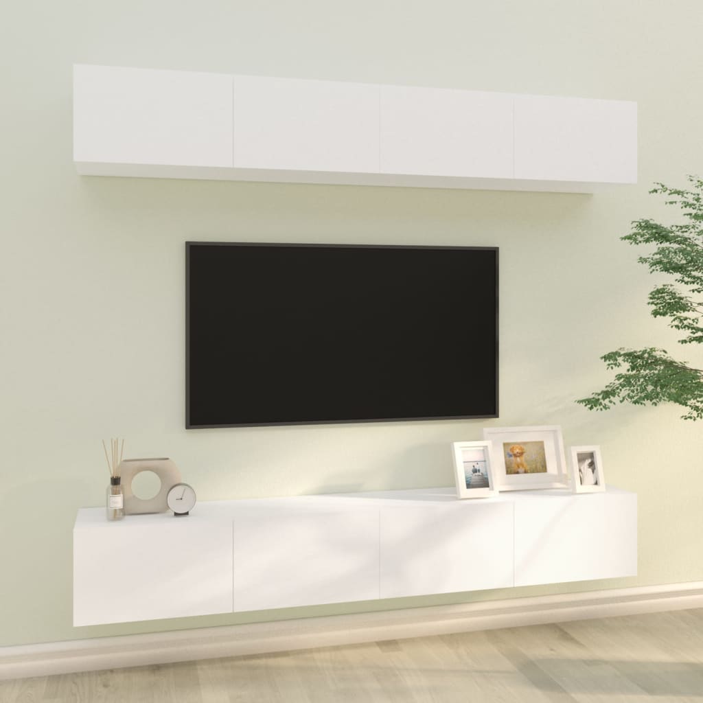 Meubles TV muraux 4 pcs blanc 100x30x30 cm - XIOS