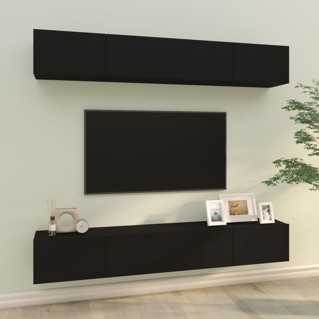 Meubles TV muraux 4 pcs Noir 100x30x30 cm Meubles TV vidaXL   