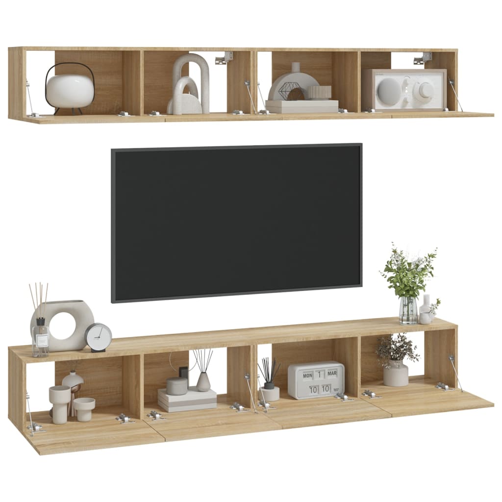 Meubles TV muraux 4 pcs chêne sonoma 100x30x30 cm Meubles TV vidaXL   