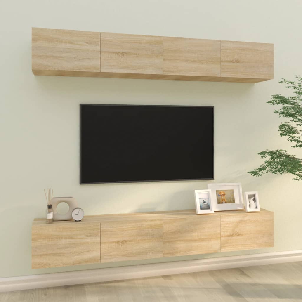 Meubles TV muraux 4 pcs chêne sonoma 100x30x30 cm Meubles TV vidaXL   