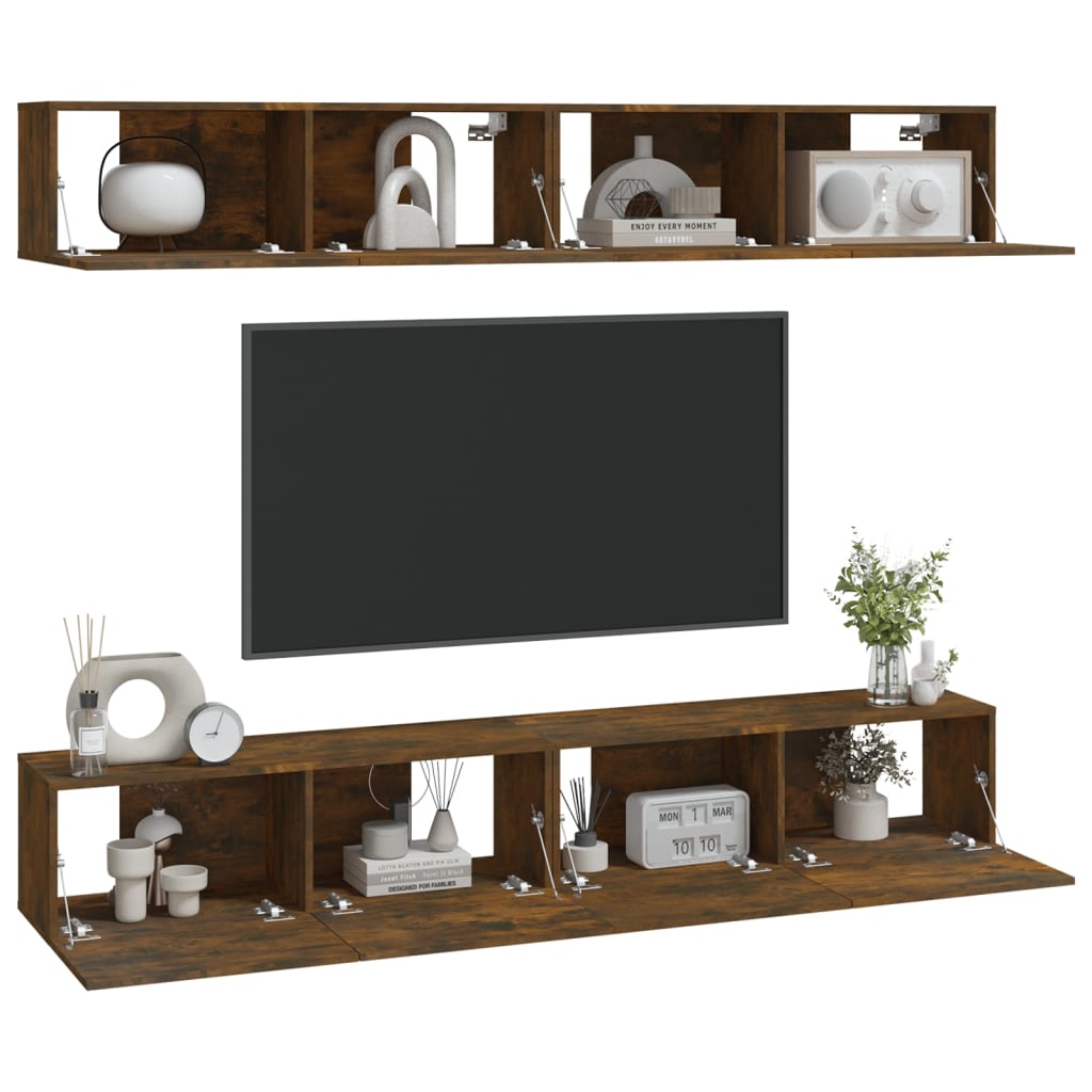 Meubles TV muraux 4 pcs chêne fumé 100x30x30 cm - XIOS