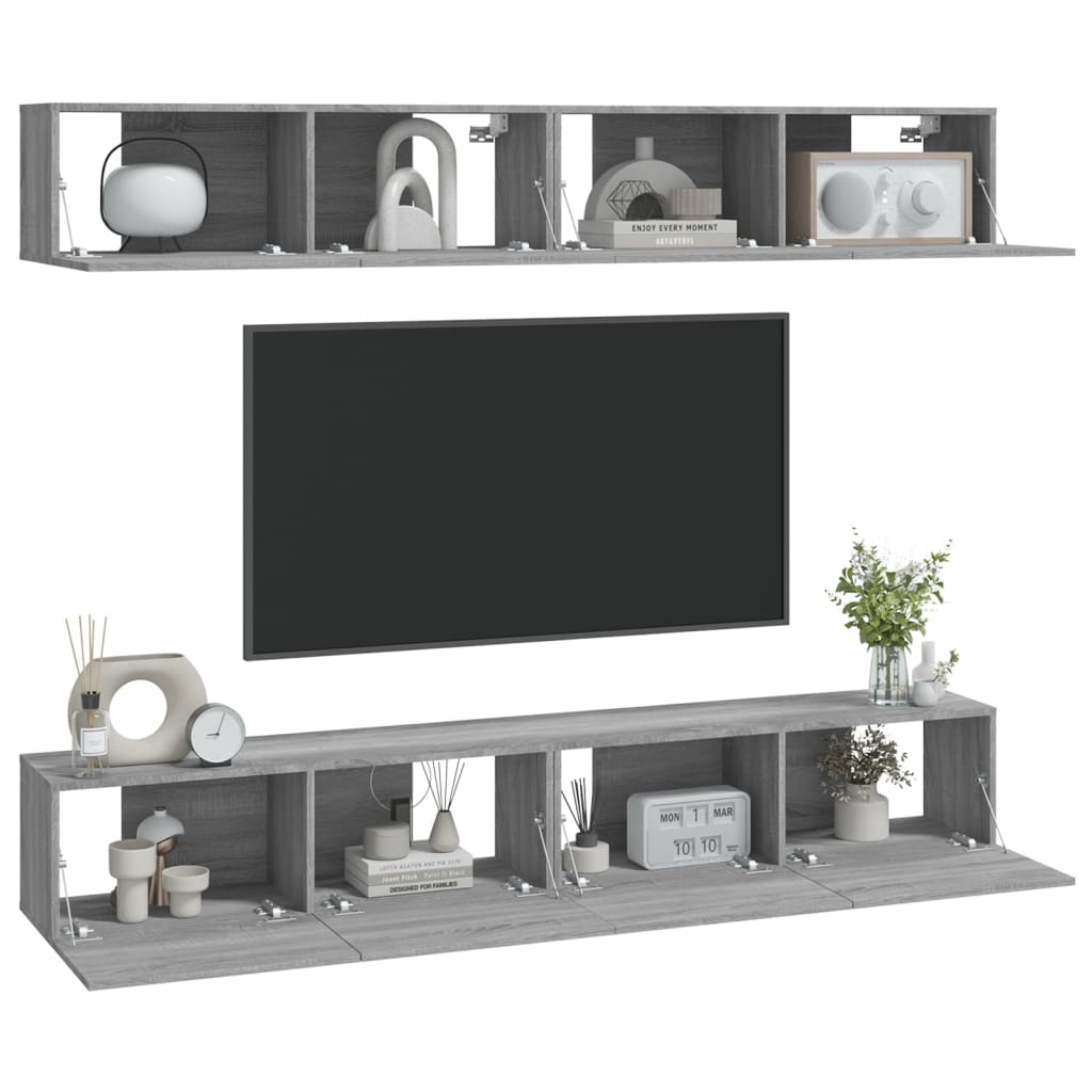 Meubles TV muraux 4 pcs sonoma gris 100x30x30 cm Meubles TV vidaXL   