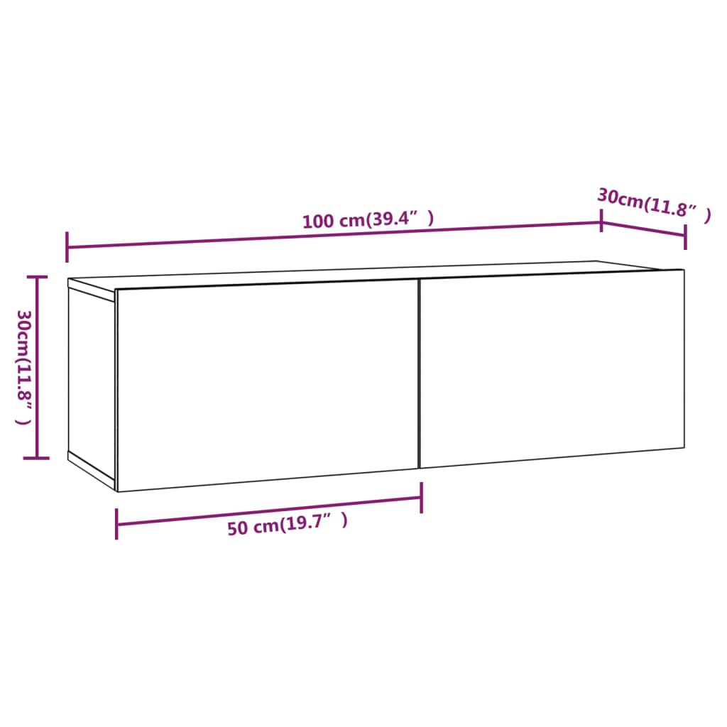 Meubles TV muraux 4 pcs sonoma gris 100x30x30 cm Meubles TV vidaXL   