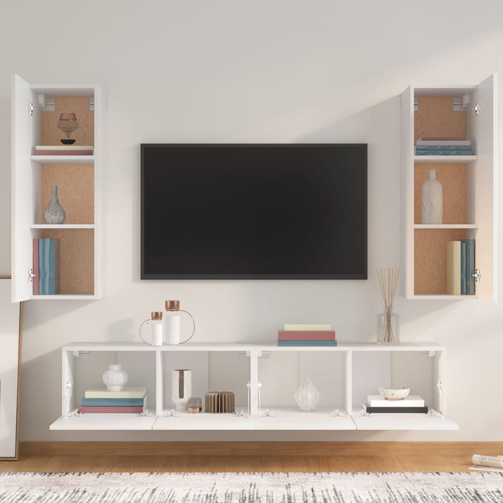 Ensemble de meubles TV 4 pcs Blanc Bois d'ingénierie - XIOS