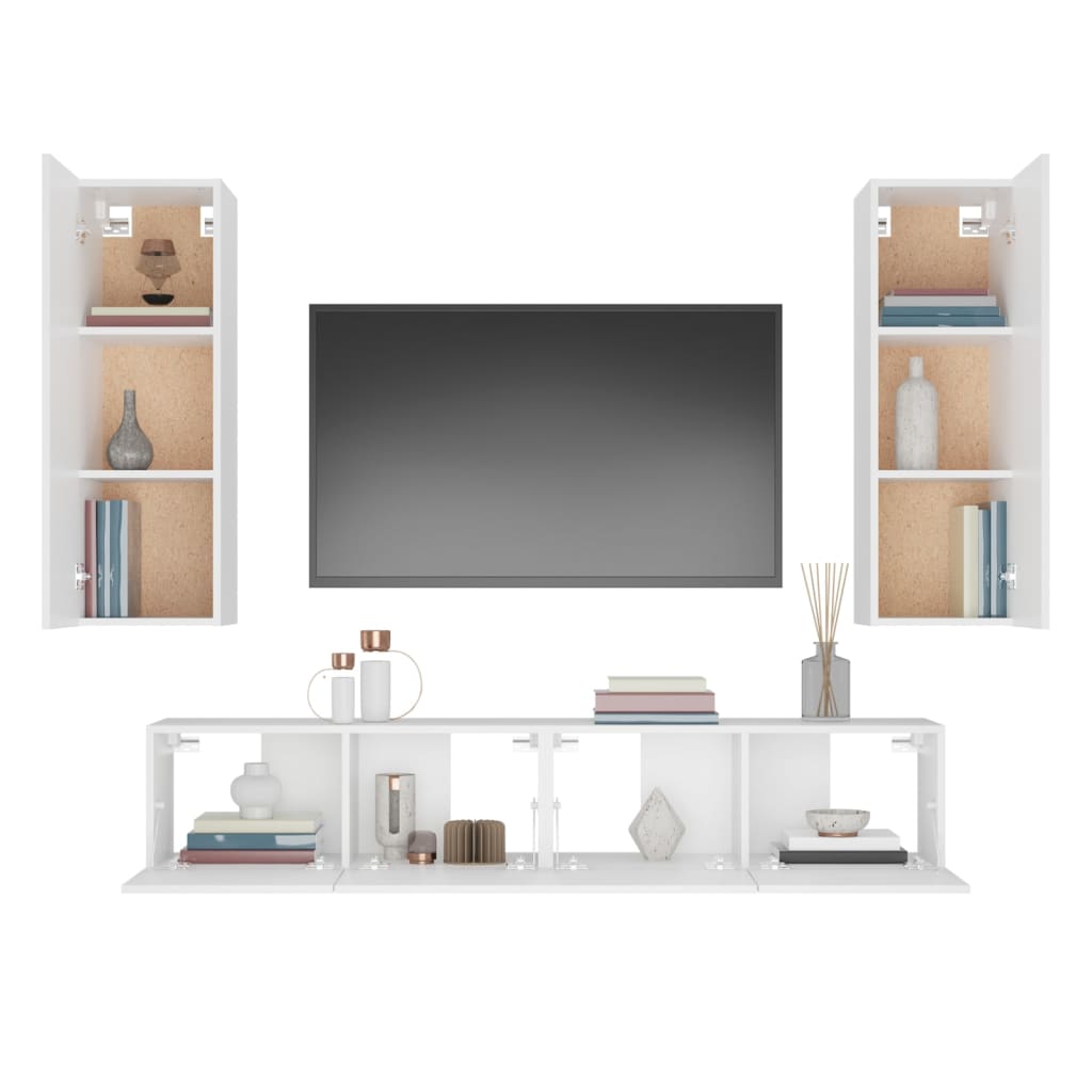 Ensemble de meubles TV 4 pcs Blanc Bois d'ingénierie - XIOS