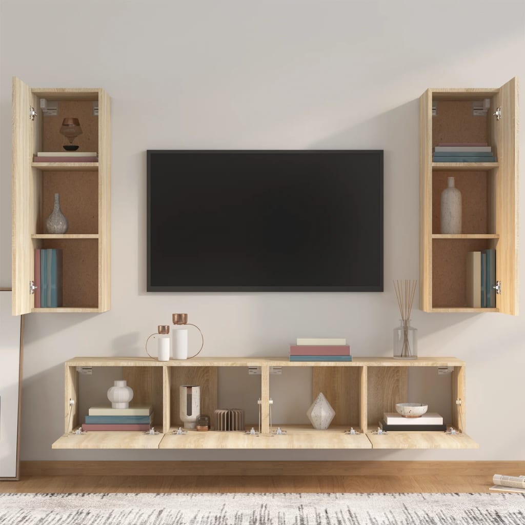 Ensemble de meubles TV 4 pcs Chêne sonoma Bois d'ingénierie - XIOS