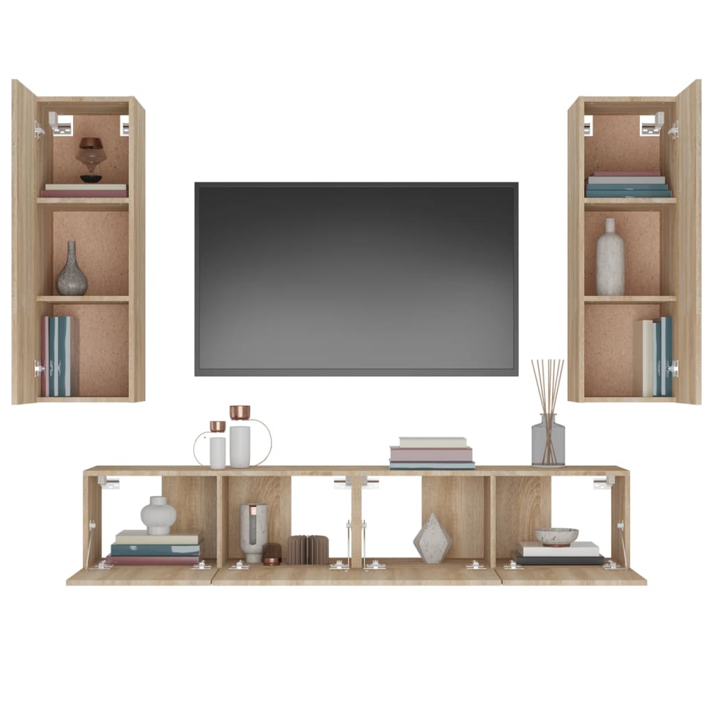 Ensemble de meubles TV 4 pcs Chêne sonoma Bois d'ingénierie - XIOS