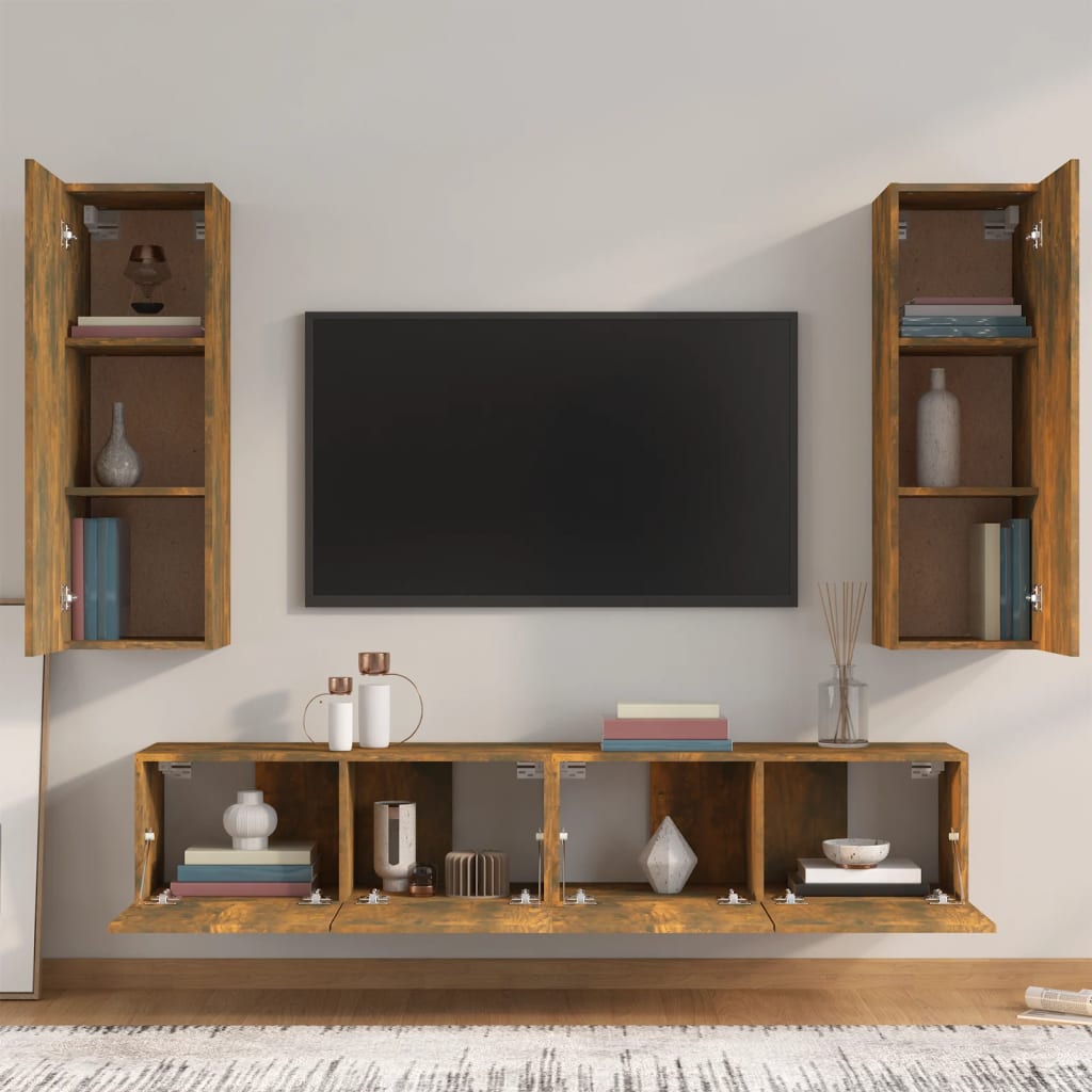 Ensemble de meubles TV 4 pcs Chêne fumé Bois d'ingénierie - XIOS