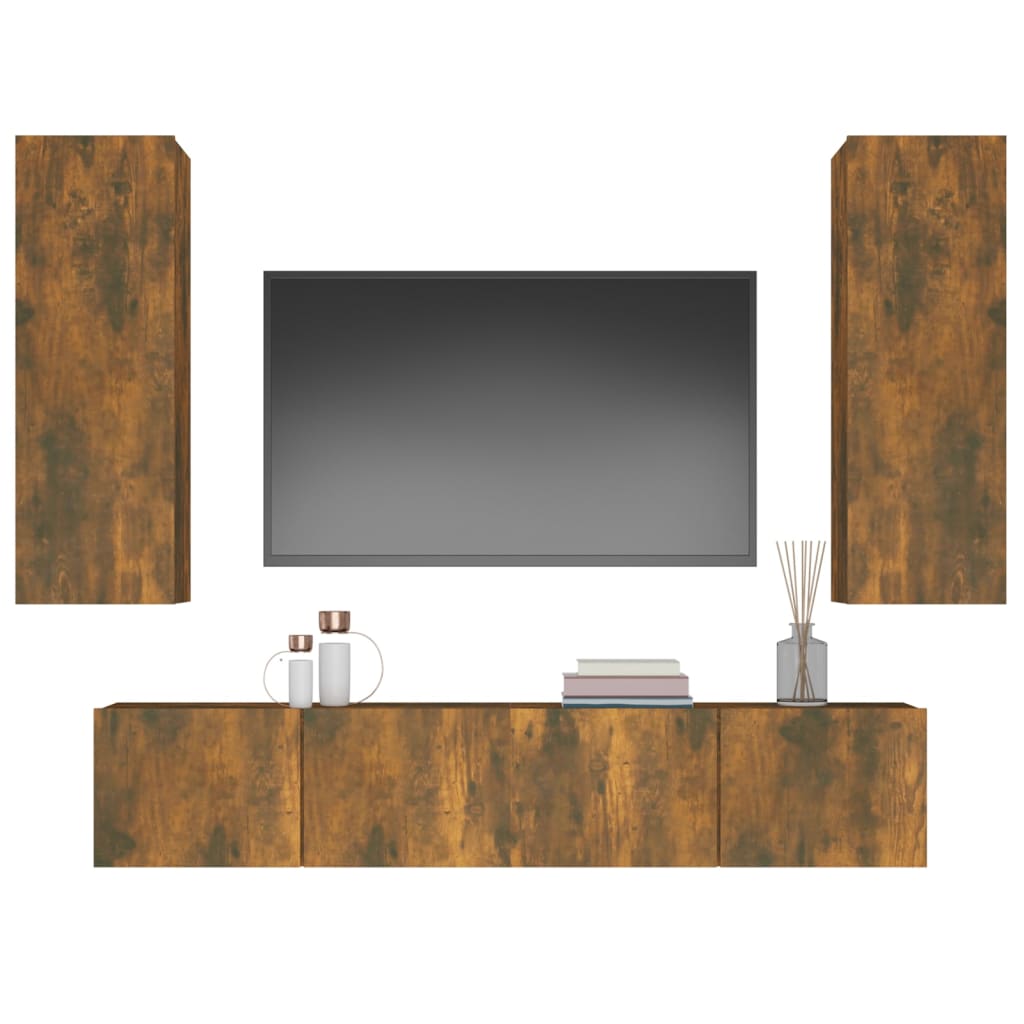 Ensemble de meubles TV 4 pcs Chêne fumé Bois d'ingénierie - XIOS