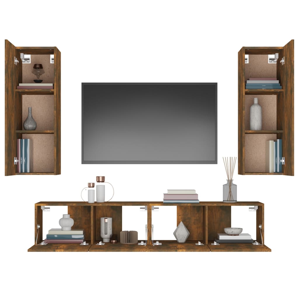 Ensemble de meubles TV 4 pcs Chêne fumé Bois d'ingénierie - XIOS