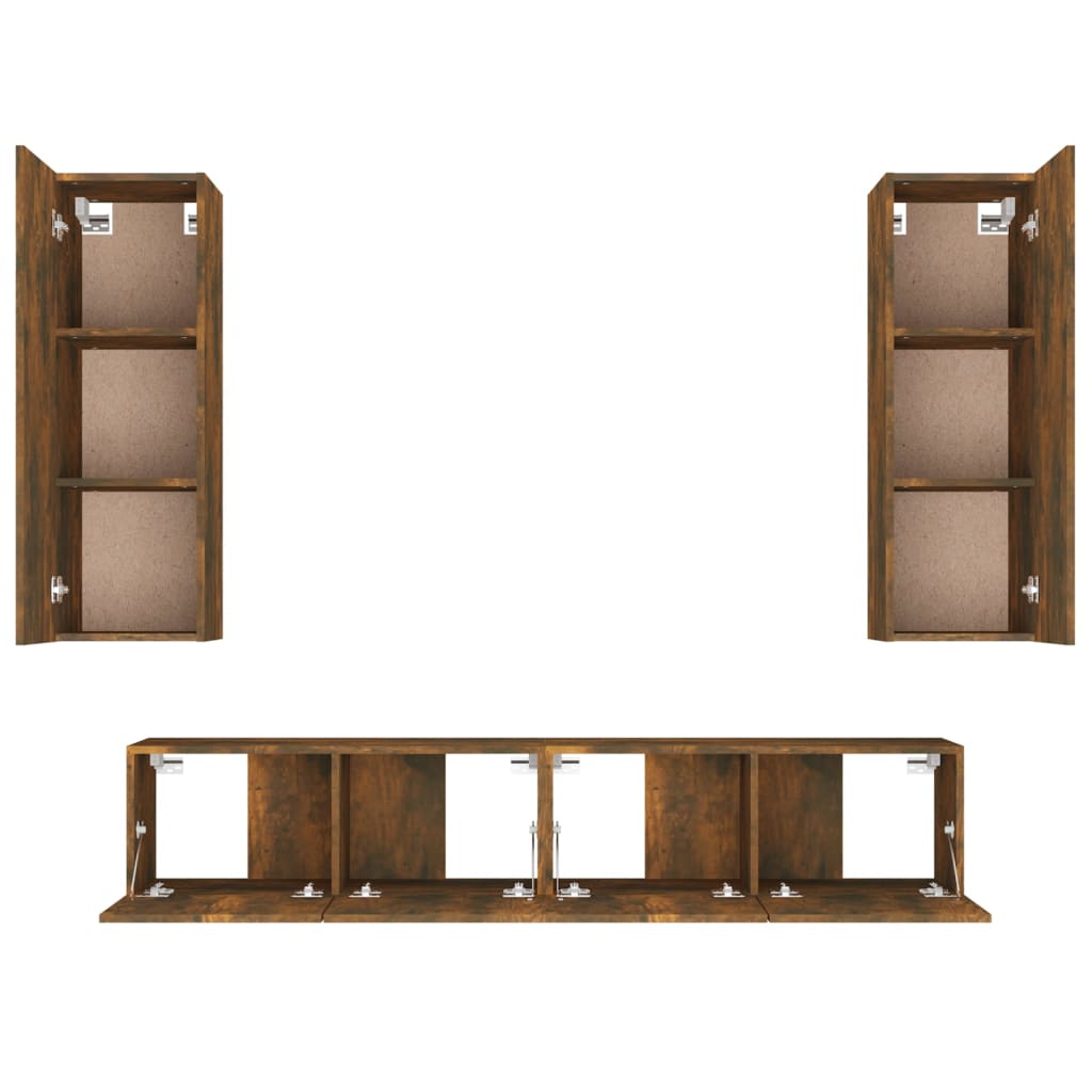 Ensemble de meubles TV 4 pcs Chêne fumé Bois d'ingénierie - XIOS