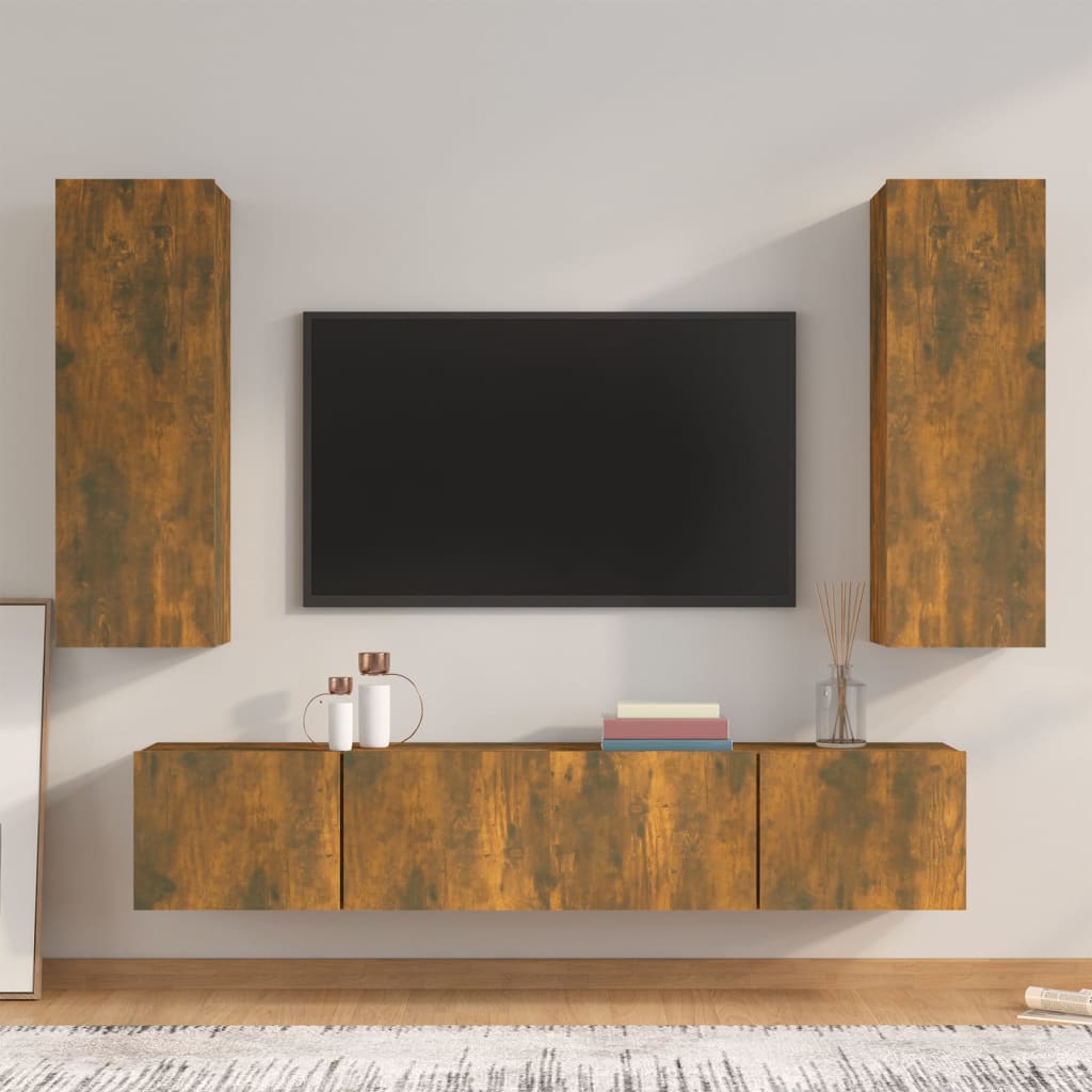 Ensemble de meubles TV 4 pcs Chêne fumé Bois d'ingénierie - XIOS