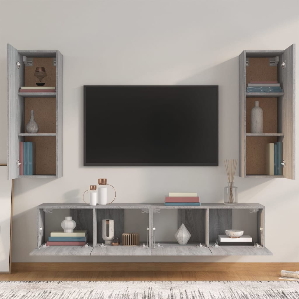 Ensemble de meubles TV 4 pcs Sonoma gris Bois d'ingénierie - XIOS