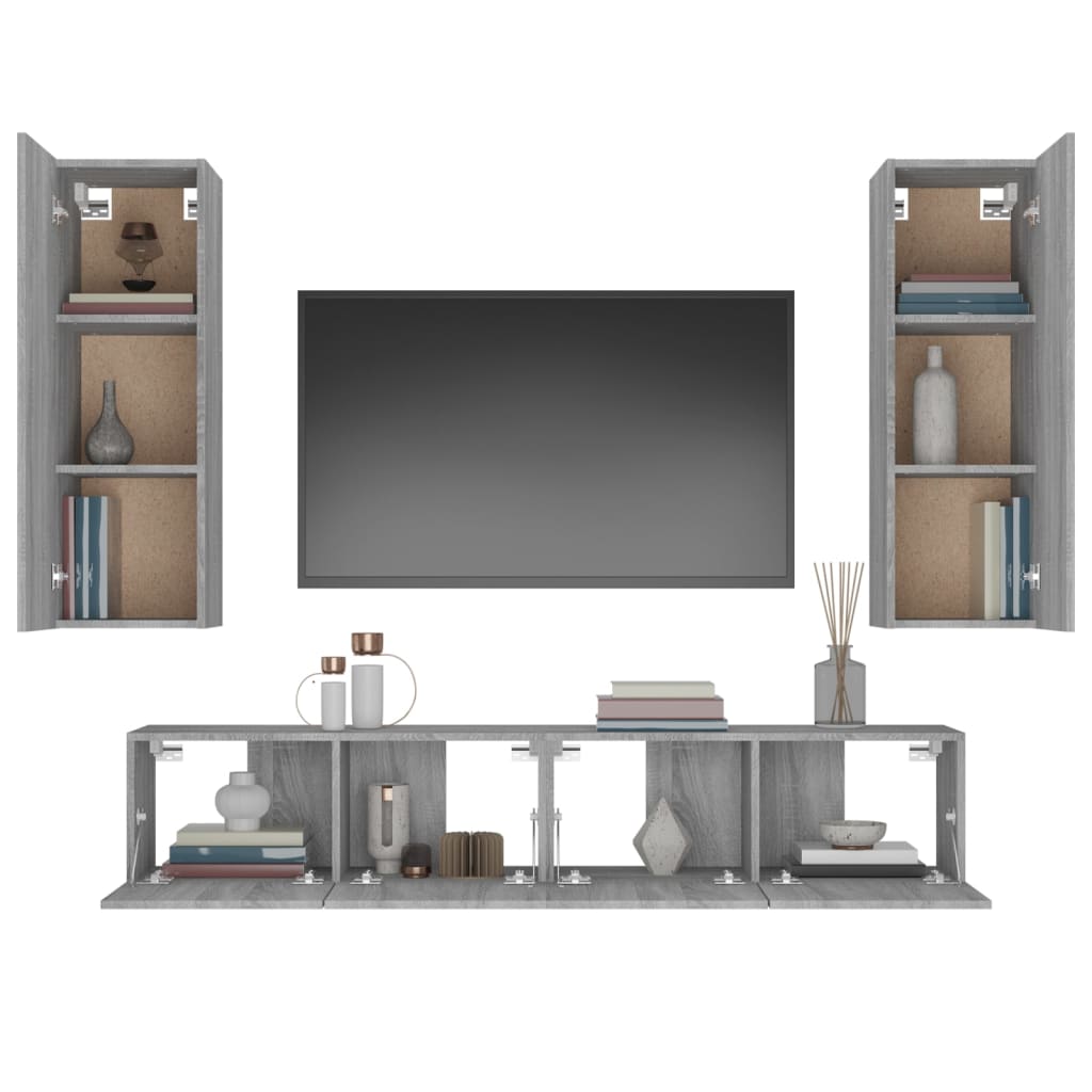Ensemble de meubles TV 4 pcs Sonoma gris Bois d'ingénierie - XIOS