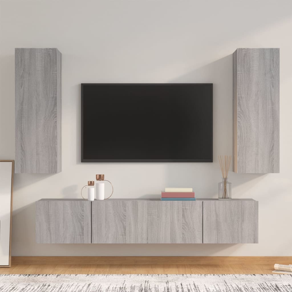 Ensemble de meubles TV 4 pcs Sonoma gris Bois d'ingénierie - XIOS