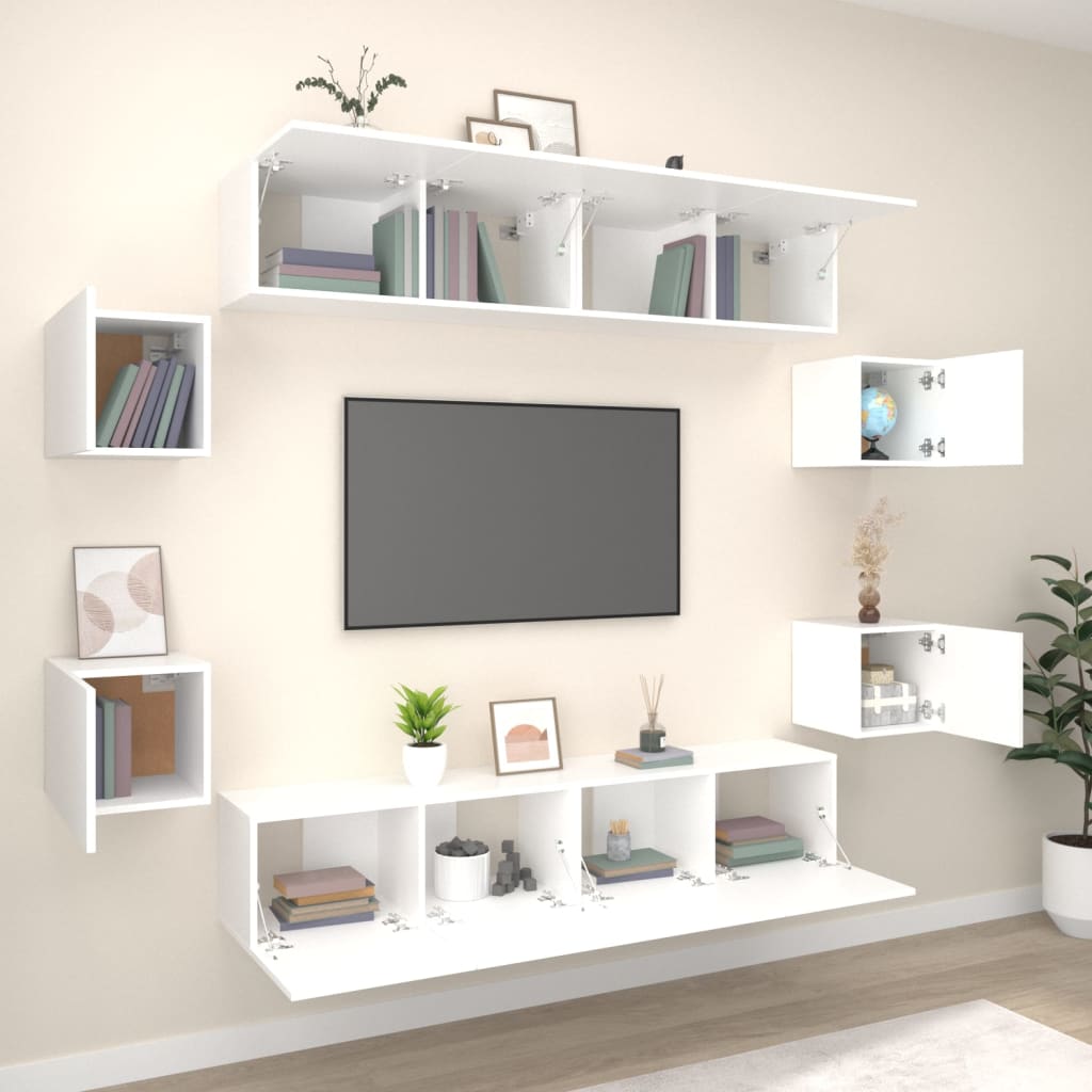 Ensemble de meubles TV 8 pcs Blanc Bois d'ingénierie - XIOS
