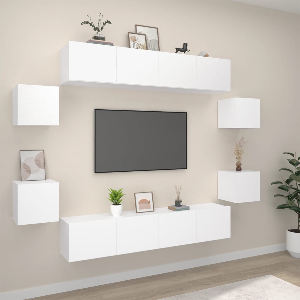 Ensemble de meubles TV 8 pcs Blanc Bois d'ingénierie - XIOS