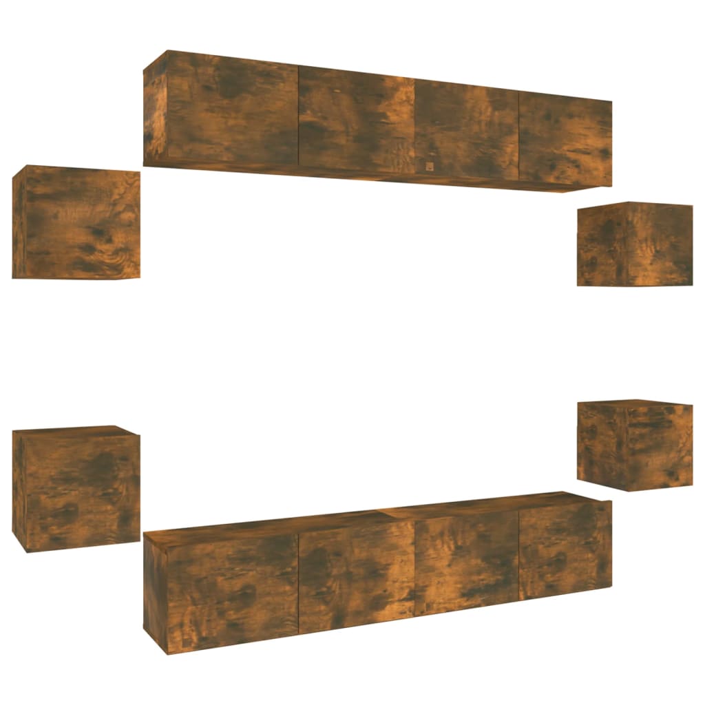 Ensemble de meubles TV 8 pcs Chêne fumé Bois d'ingénierie - XIOS